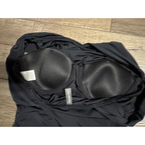 Garnet Hill Ruched Front Black One Piece Swimsuit Size 6 - Picture 5 of 6